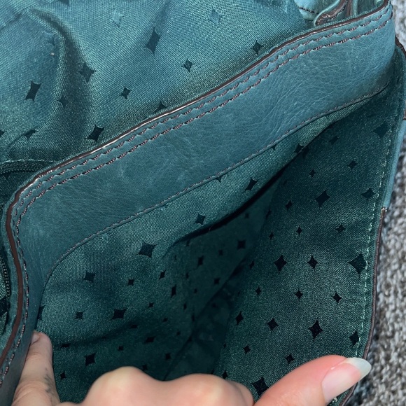 Fossil Dark Green/Blue Leather Crossbody Bag - Picture 5 of 11